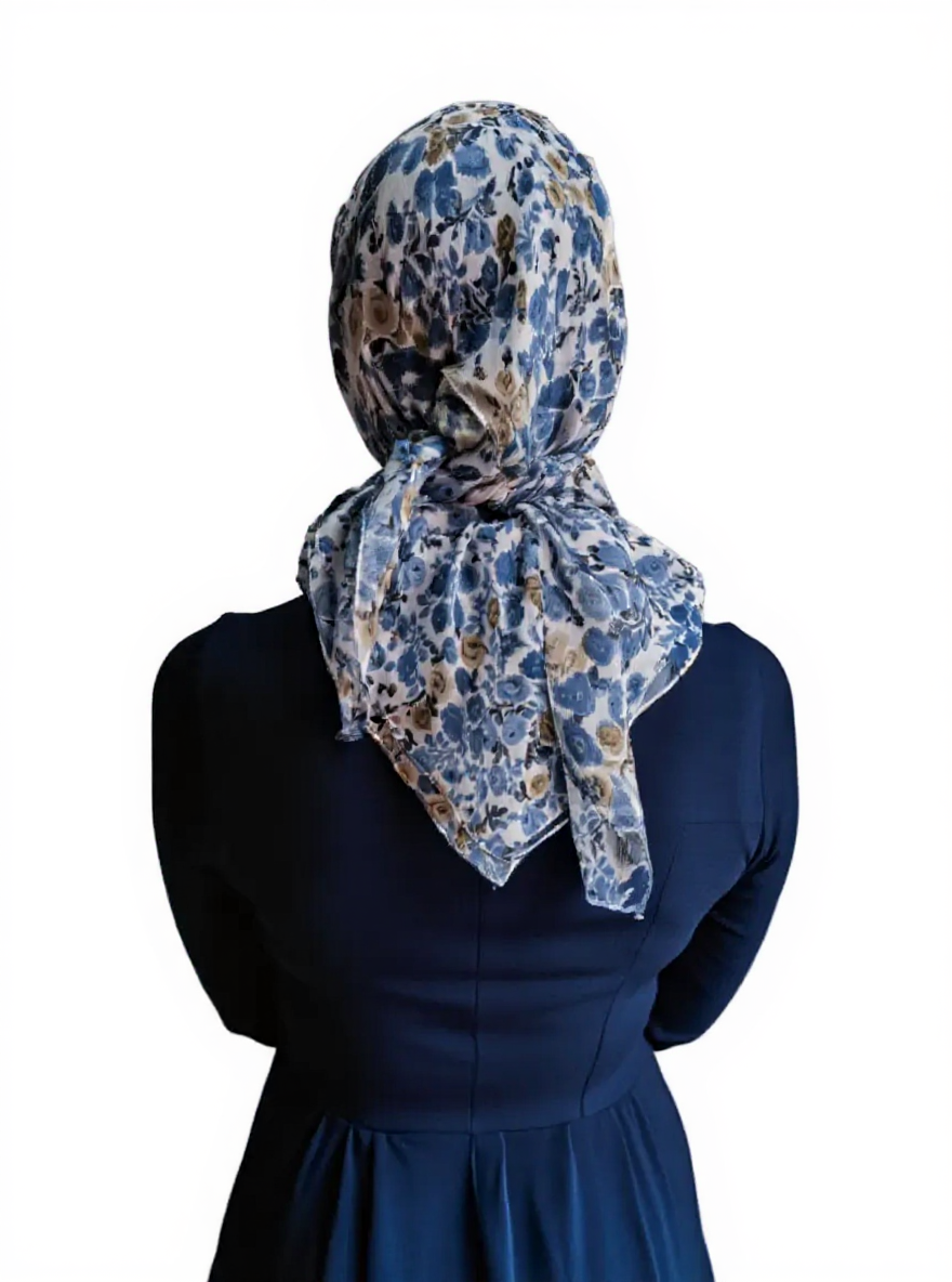 платок батист, узор цветочный, вид со спины