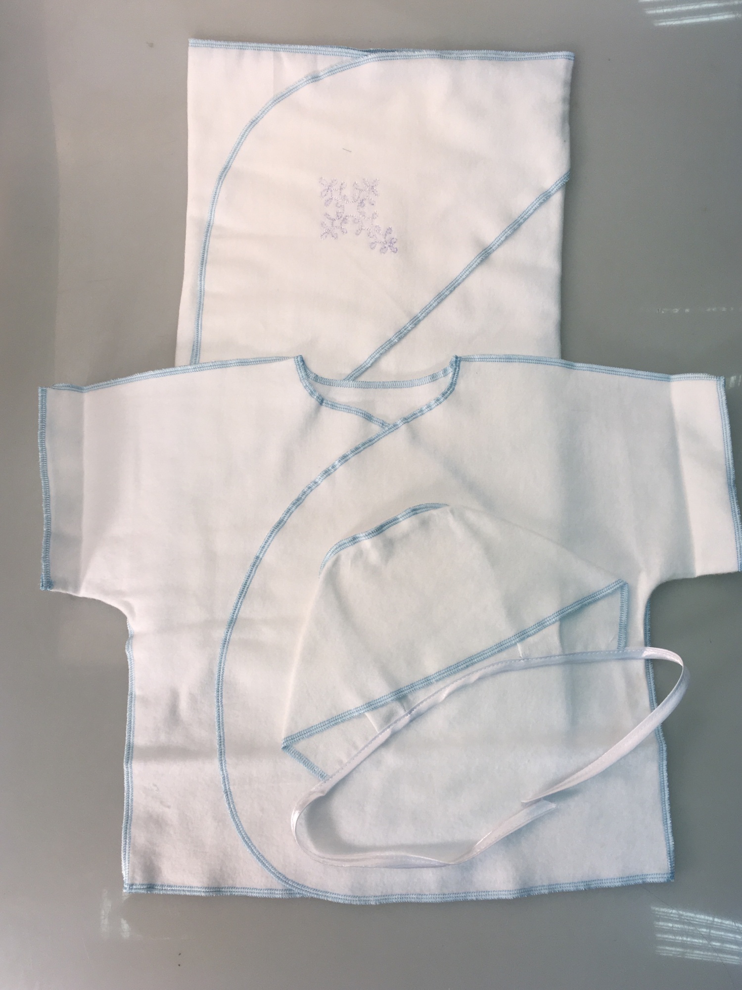 Крестильный комплект «Уютный» до 1 года [голубой] ФЛАНЕЛЬ